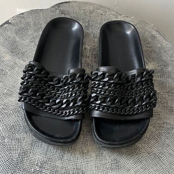 Kendall + Kylie Shiloh chain link slides Black sz 5.5 - Picture 1 of 9